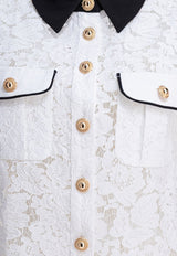 Self-Portrait Floral Lace Cropped Top White PF25-020T-WWHITE_82693