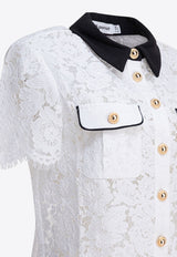 Self-Portrait Floral Lace Cropped Top White PF25-020T-WWHITE_82693