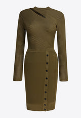 Self-Portrait Ribbed Knit Mini Dress Green PF25-080S-GGREEN_82706