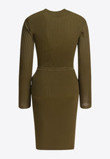 Self-Portrait Ribbed Knit Mini Dress Green PF25-080S-GGREEN_82706