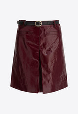 Self-Portrait Leather Mini Skirt Bordeaux PF25-091SK-BUBURGUNDY_82889