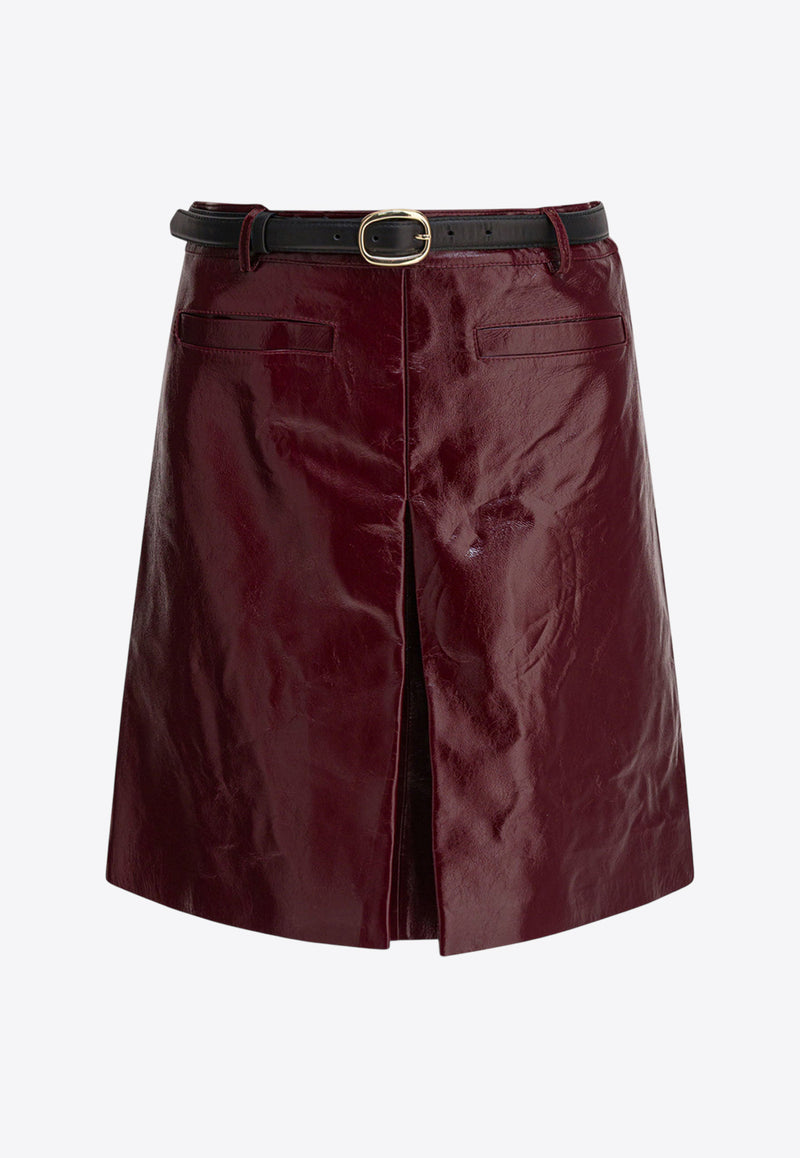 Self-Portrait Leather Mini Skirt Bordeaux PF25-091SK-BUBURGUNDY_82889