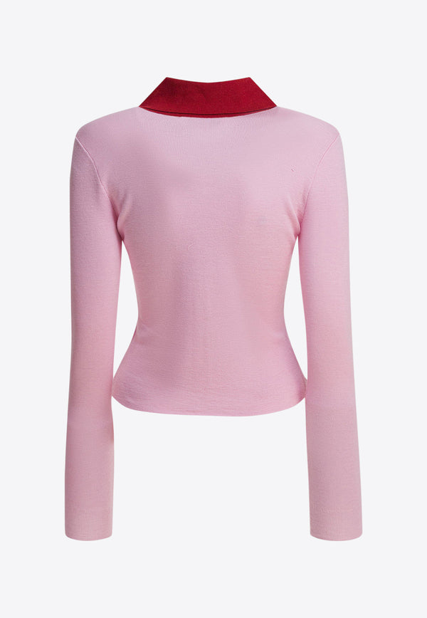 Self-Portrait Wool Buttoned Cardigan Pink PF25-097C-PPINK_82667