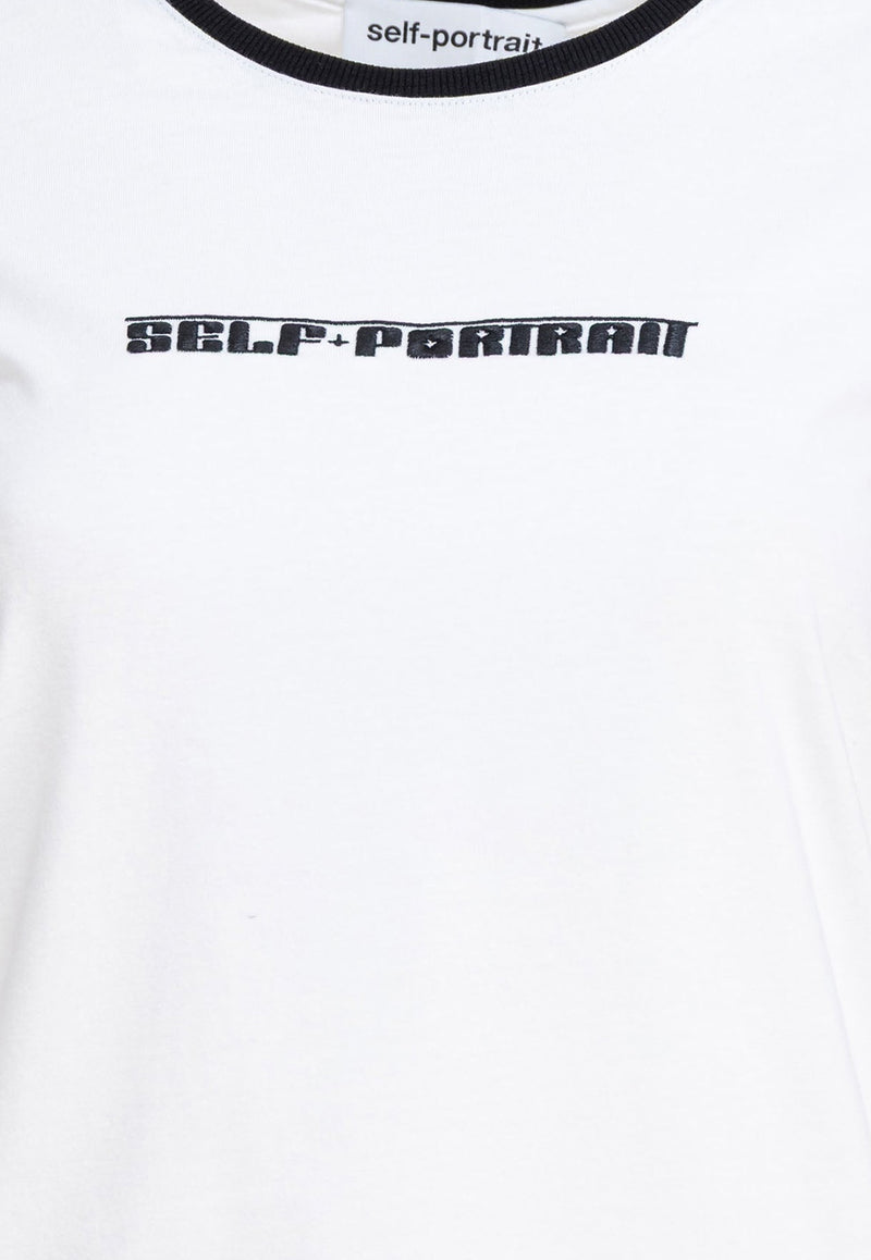 Self-Portrait Logo Print Cropped T-shirt White PF25-109T-WWHITE_4d5bd96f-397b-4461-8bcf-e9eb944bcf51