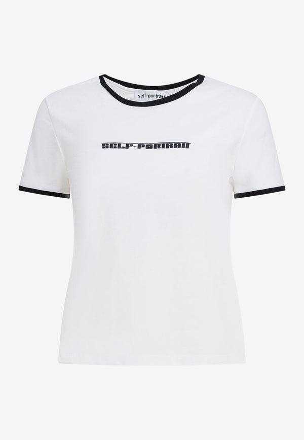 Self-Portrait Logo Print Cropped T-shirt White PF25-109T-WWHITE_4d5bd96f-397b-4461-8bcf-e9eb944bcf51