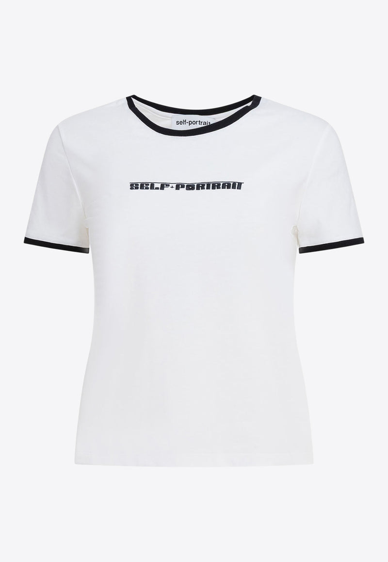 Self-Portrait Logo Print Cropped T-shirt White PF25-109T-WWHITE_4d5bd96f-397b-4461-8bcf-e9eb944bcf51