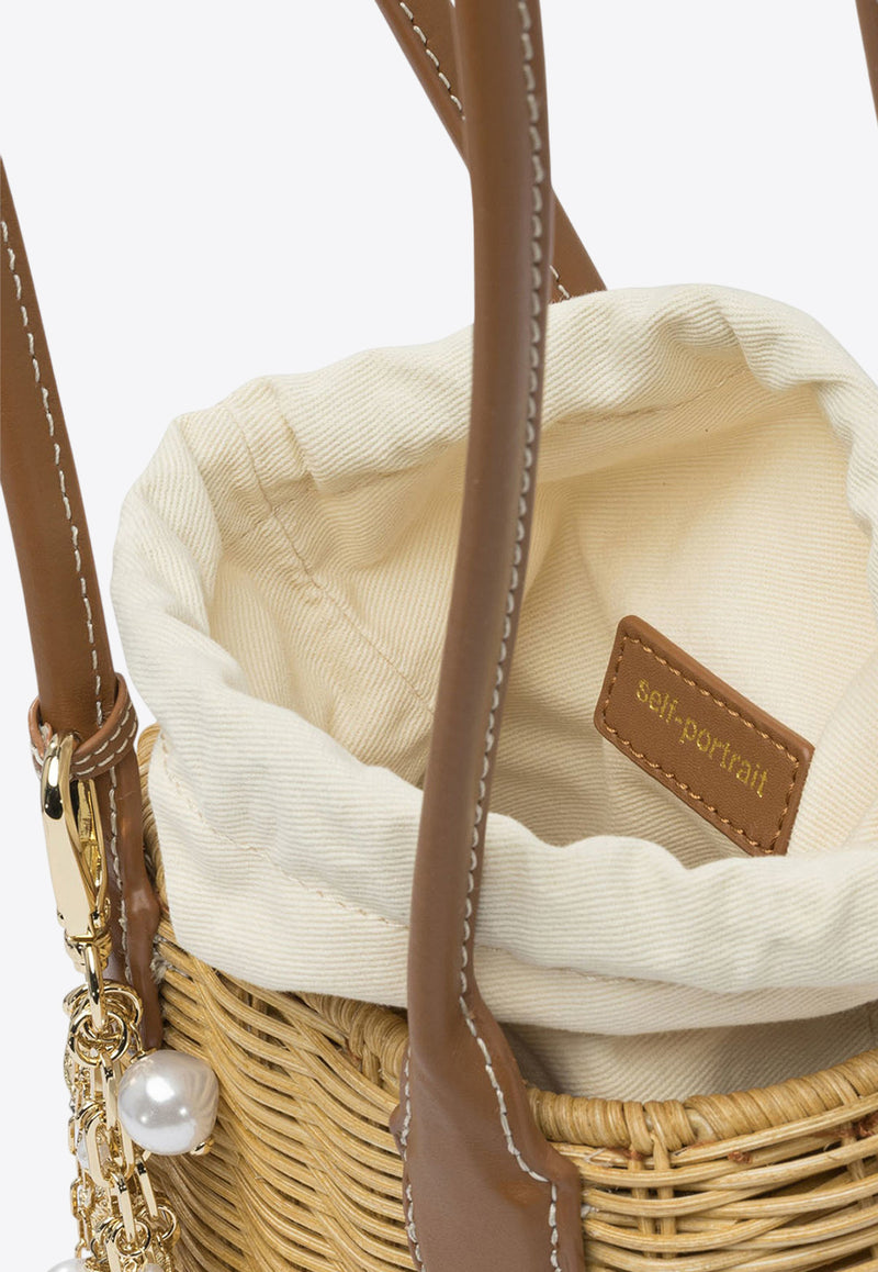 Self-Portrait Woven Basket Shoulder Bag Beige PF25-304-BRBROWN_82362