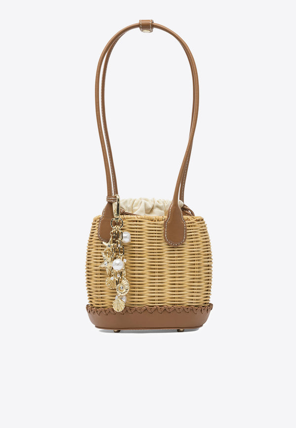 Self-Portrait Woven Basket Shoulder Bag Beige PF25-304-BRBROWN_82362