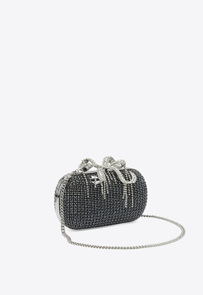 Self-Portrait Chainmail Crystal-Embellished Clutch Blue PF25-319-NNAVY_82417