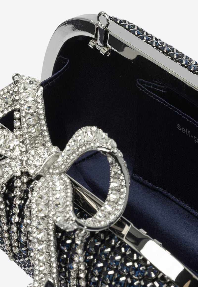 Self-Portrait Chainmail Crystal-Embellished Clutch Blue PF25-319-NNAVY_82417