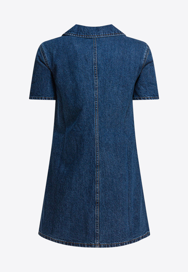 Self-Portrait Crystal Bow Mini Denim Dress Blue PF25-812S-BLBLUE_82676