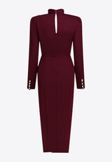 Self-Portrait Side-Slit Midi Dresses Bordeaux RS25-911M-RRED_617e3c9a-d358-4b45-86e7-5f34d2facf99