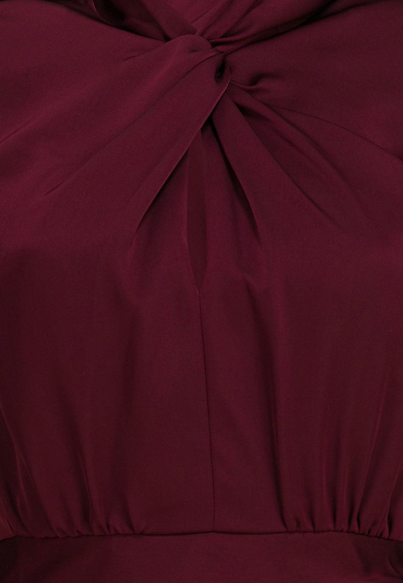 Self-Portrait Side-Slit Midi Dresses Bordeaux RS25-911M-RRED_617e3c9a-d358-4b45-86e7-5f34d2facf99