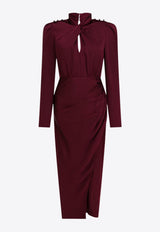 Self-Portrait Side-Slit Midi Dresses Bordeaux RS25-911M-RRED_617e3c9a-d358-4b45-86e7-5f34d2facf99