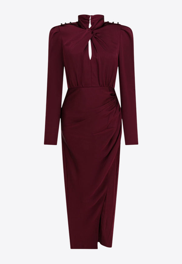 Self-Portrait Side-Slit Midi Dresses Bordeaux RS25-911M-RRED_617e3c9a-d358-4b45-86e7-5f34d2facf99