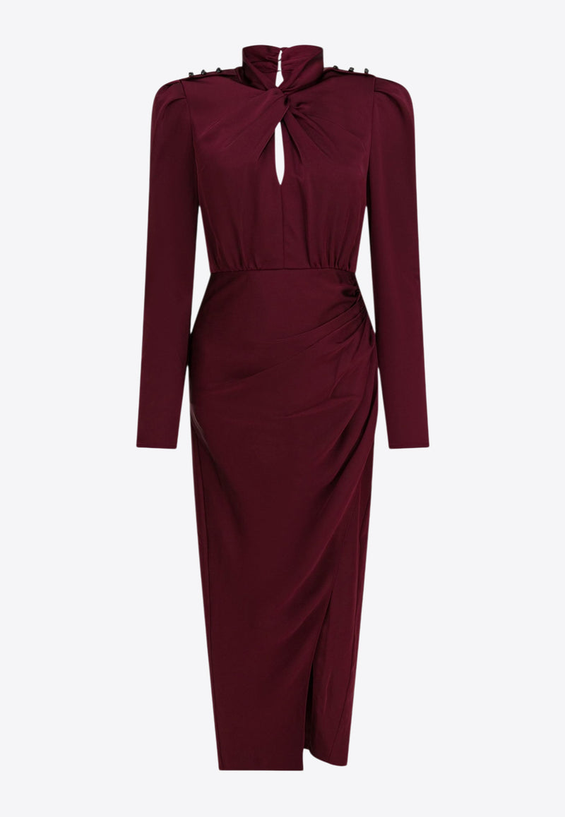 Self-Portrait Side-Slit Midi Dresses Bordeaux RS25-911M-RRED_617e3c9a-d358-4b45-86e7-5f34d2facf99