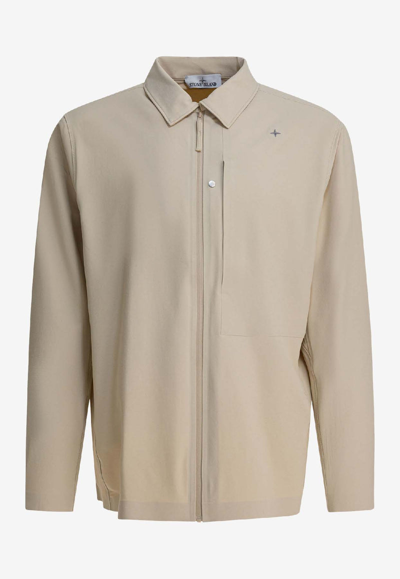Stone Island Logo Zip-Up Jacket Beige 1200024S0G12V0090_d955de9d-c827-4171-8e07-b6dd11463281