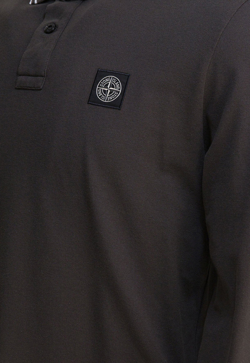 Stone Island Compass Patch Long-Sleeved Polo T-shirt Gray 2200006S0018V0062_82586