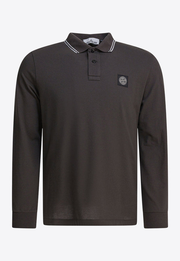 Stone Island Compass Patch Long-Sleeved Polo T-shirt Gray 2200006S0018V0062_82586