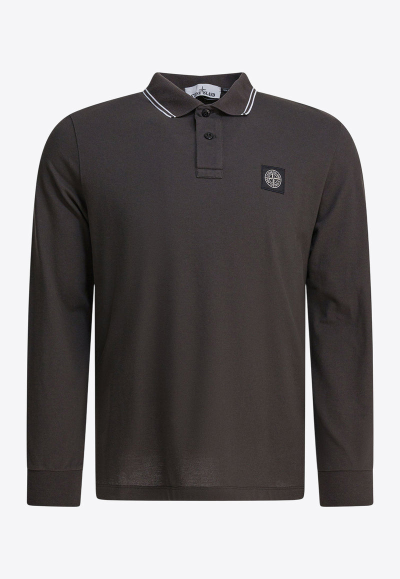 Stone Island Compass Patch Long-Sleeved Polo T-shirt Gray 2200006S0018V0062_82586
