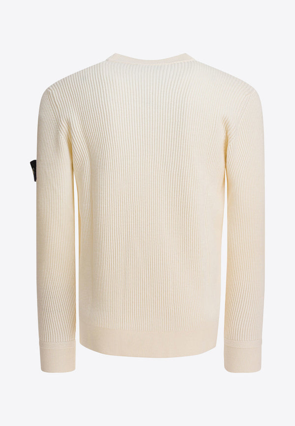Stone Island Compass Patch Ribbed Knit Sweater Cream 5100053S00C2V0093_82915