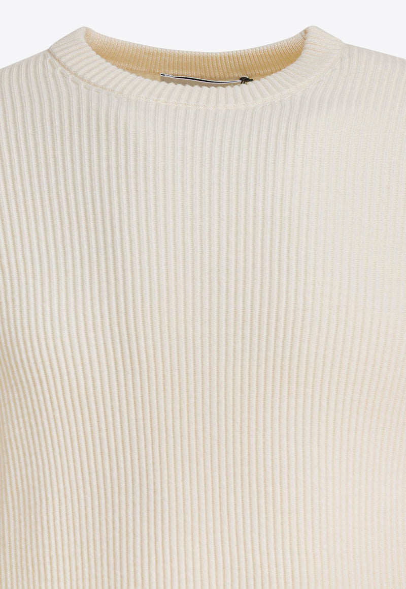 Stone Island Compass Patch Ribbed Knit Sweater Cream 5100053S00C2V0093_82915