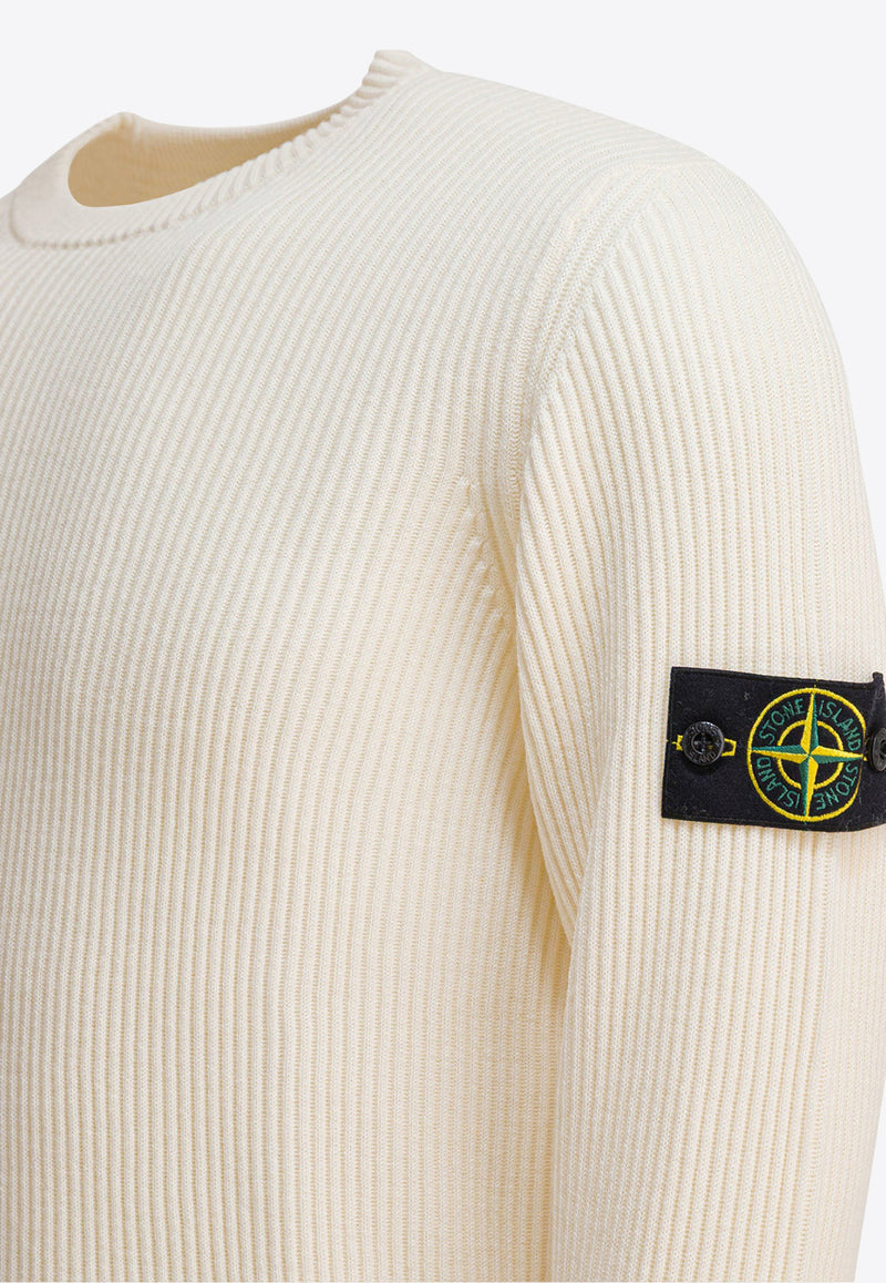 Stone Island Compass Patch Ribbed Knit Sweater Cream 5100053S00C2V0093_82915