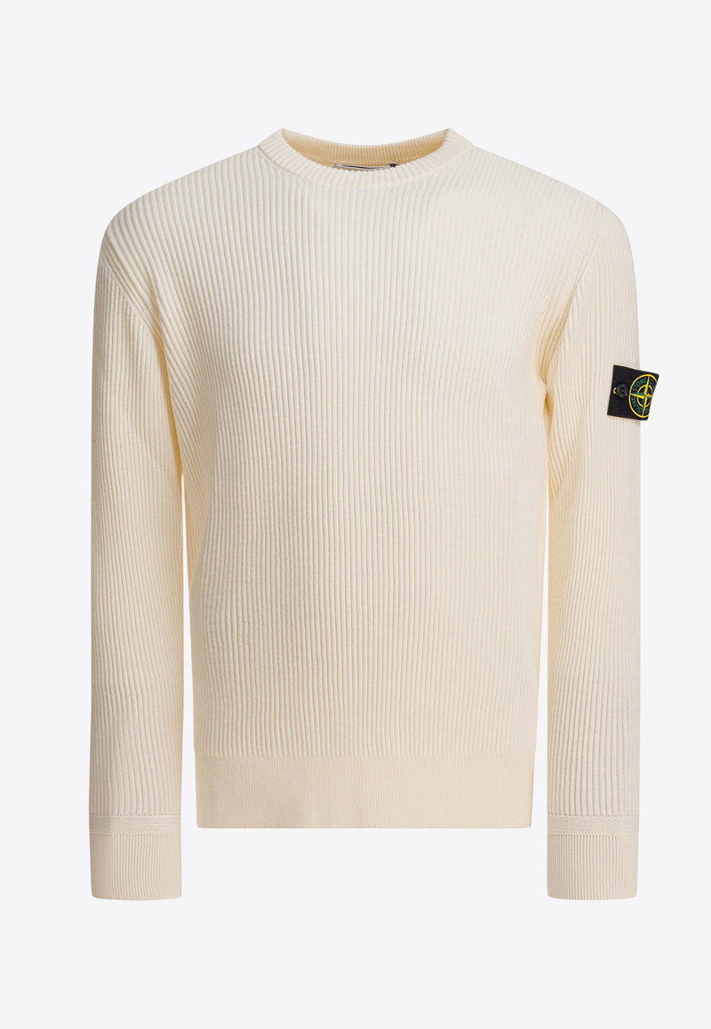 Stone Island Compass Patch Ribbed Knit Sweater Cream 5100053S00C2V0093_82915