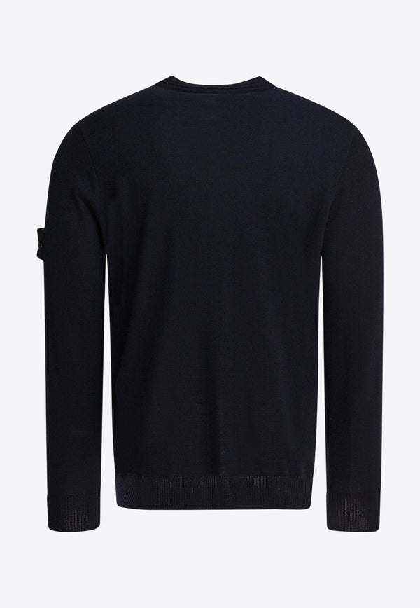 Stone Island Logo Patch Wool Sweater Blue 5100071S00C4V0020_82559