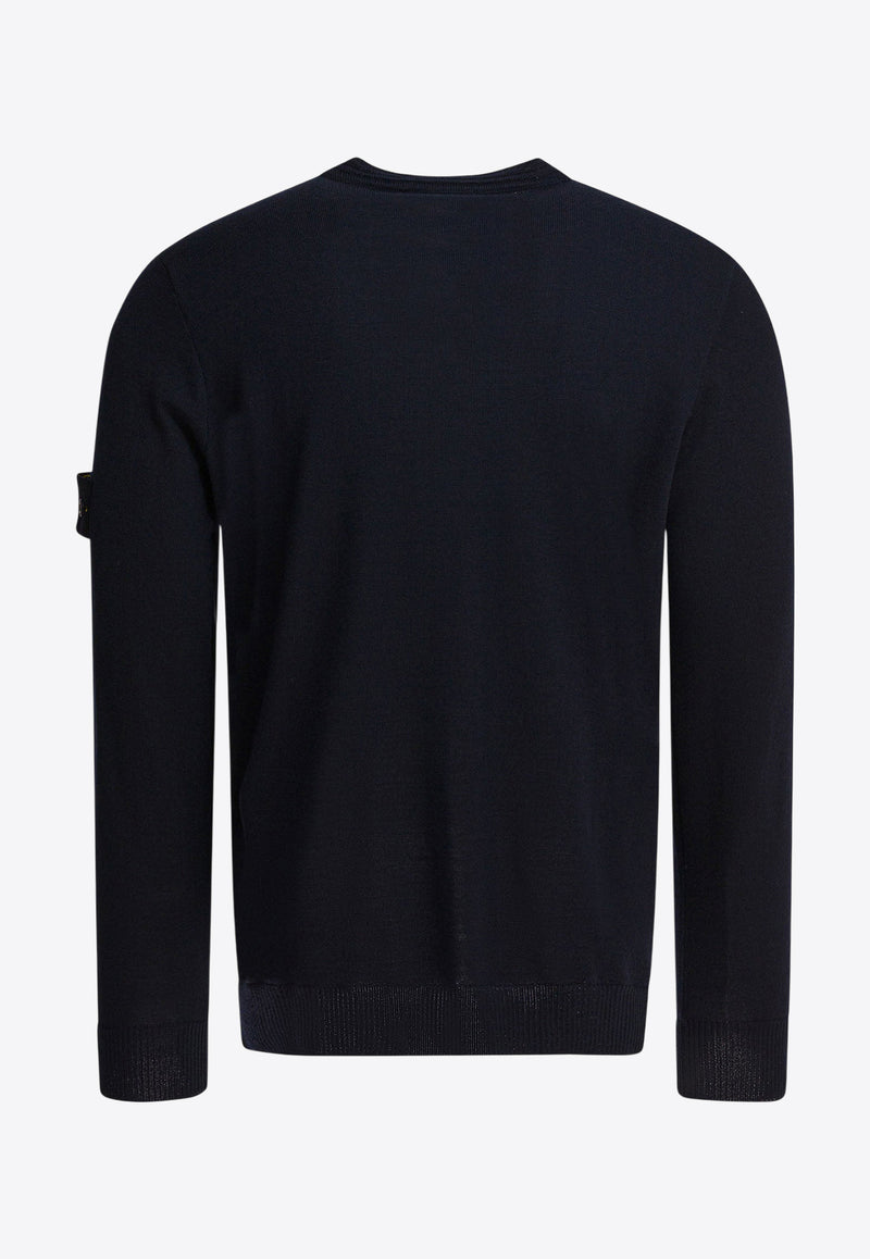 Stone Island Logo Patch Wool Sweater Blue 5100071S00C4V0020_82559
