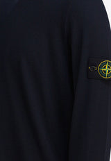 Stone Island Logo Patch Wool Sweater Blue 5100071S00C4V0020_82559