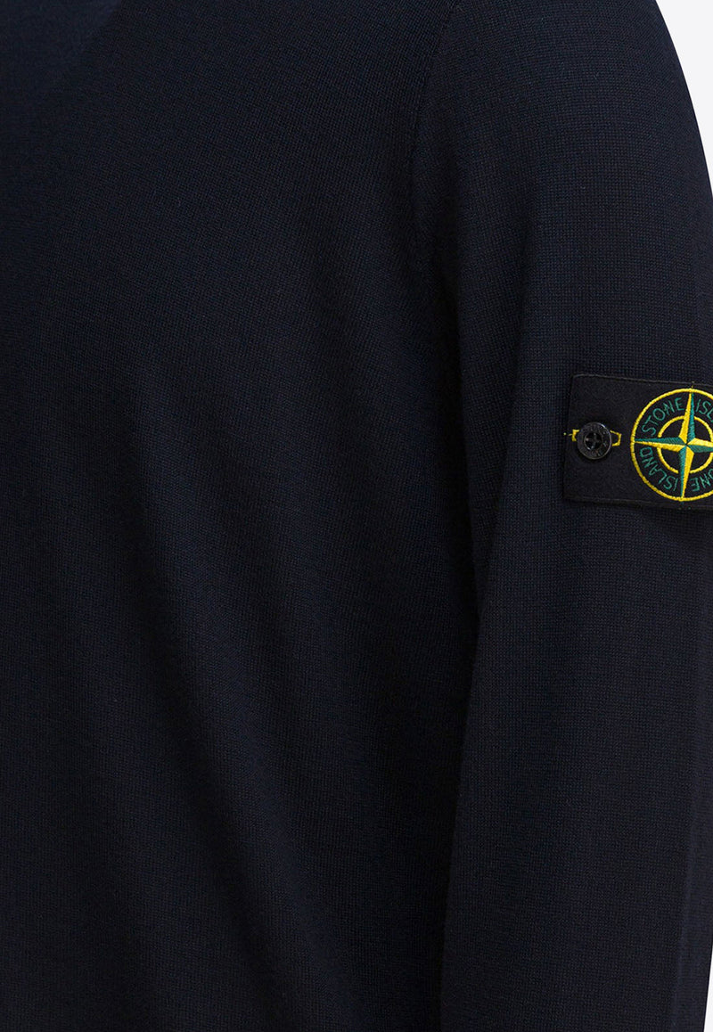 Stone Island Logo Patch Wool Sweater Blue 5100071S00C4V0020_82559