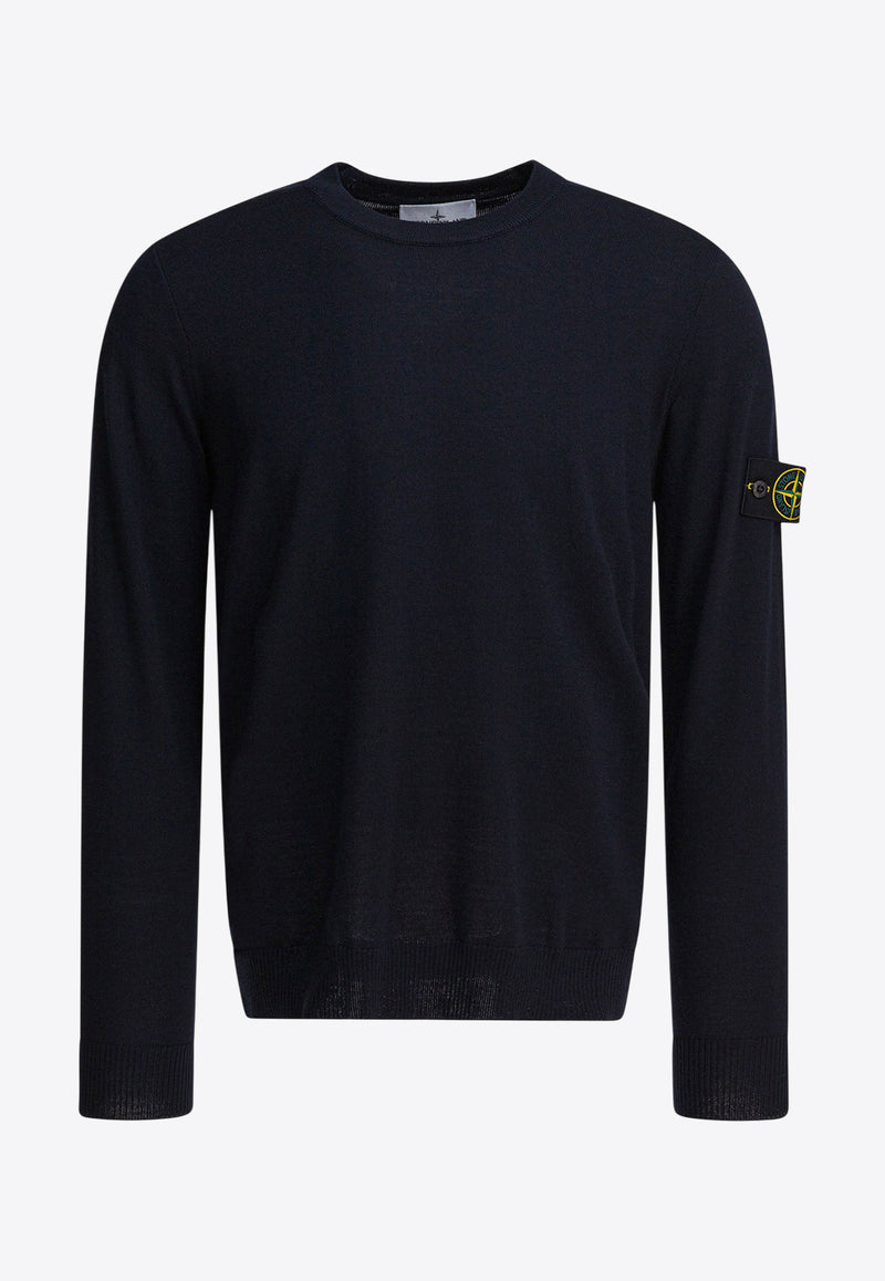 Stone Island Logo Patch Wool Sweater Blue 5100071S00C4V0020_82559