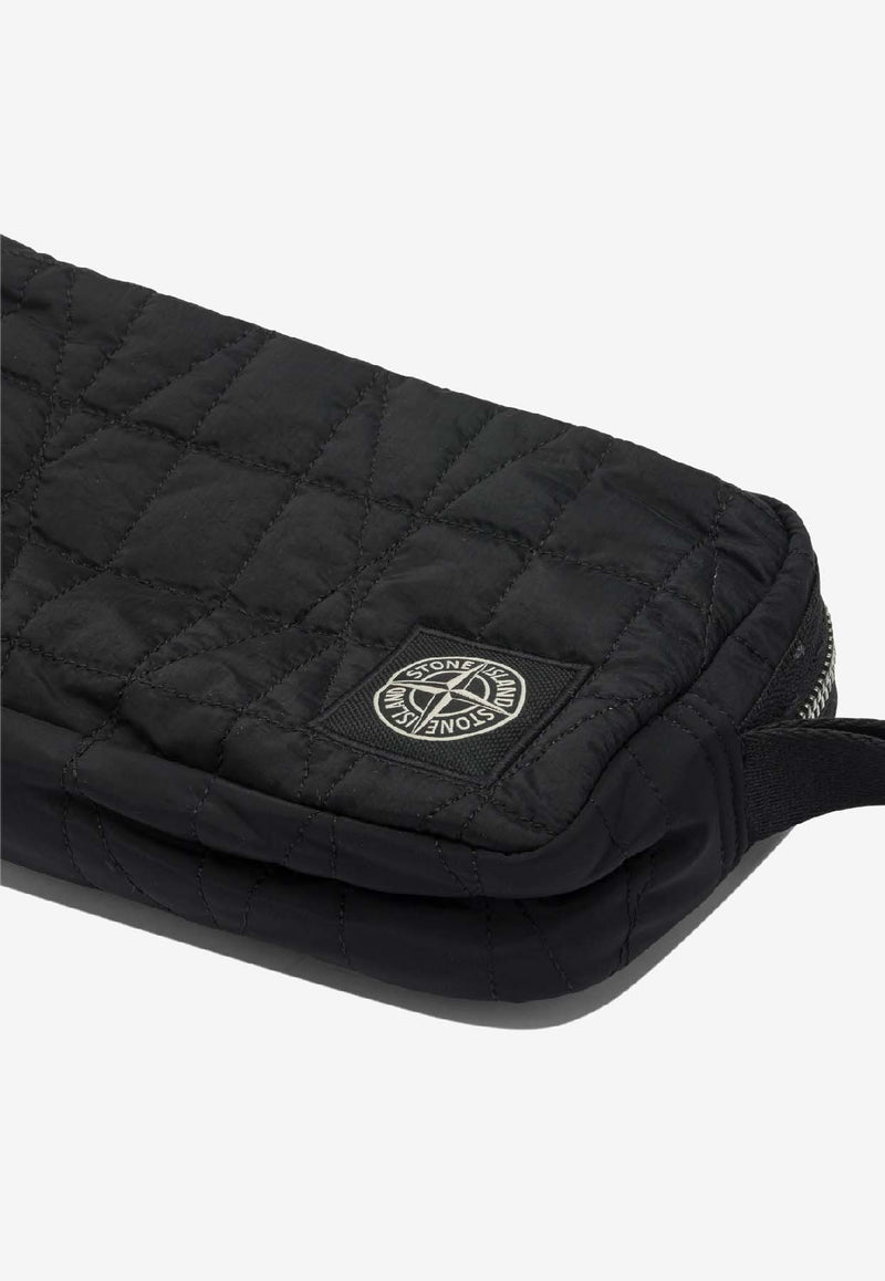 Stone Island Logo Patched Nylon Pouch Bag Black 9200017S0255V0029_40c34248-806b-46de-b021-5faed6374280