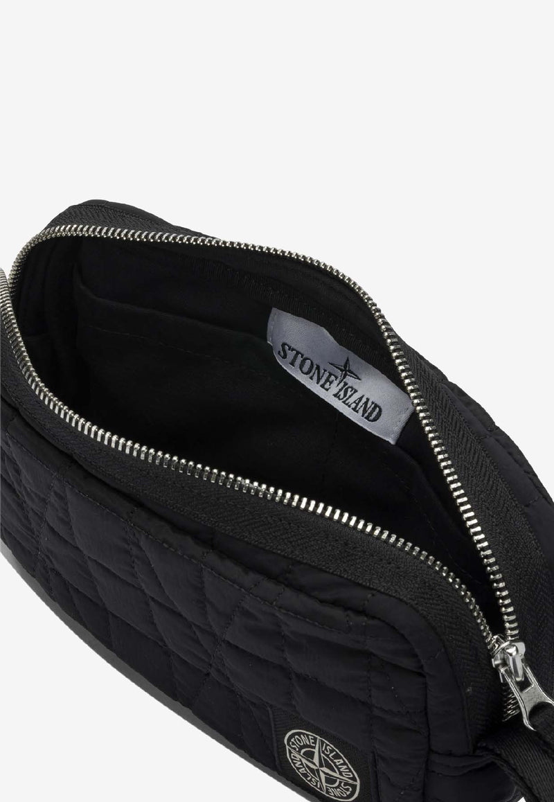 Stone Island Logo Patched Nylon Pouch Bag Black 9200017S0255V0029_40c34248-806b-46de-b021-5faed6374280