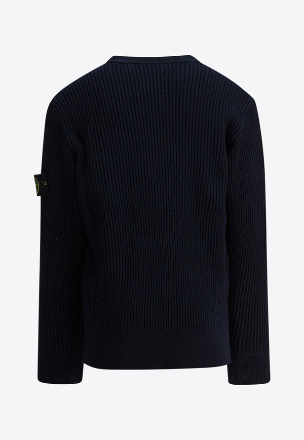 Stone Island Junior Boys Compass Patch Wool Sweater Blue 5100010S0C02V0020_08eacceb-d91e-4771-9dfd-260459a67bbe