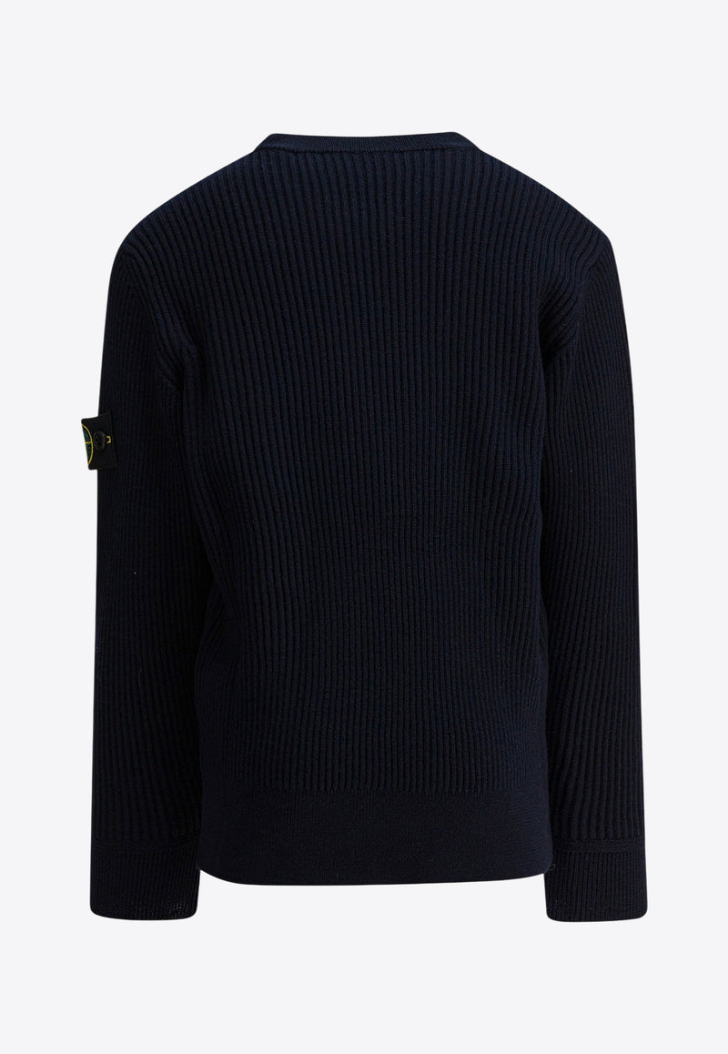 Stone Island Junior Boys Compass Patch Wool Sweater Blue 5100010S0C02V0020_08eacceb-d91e-4771-9dfd-260459a67bbe