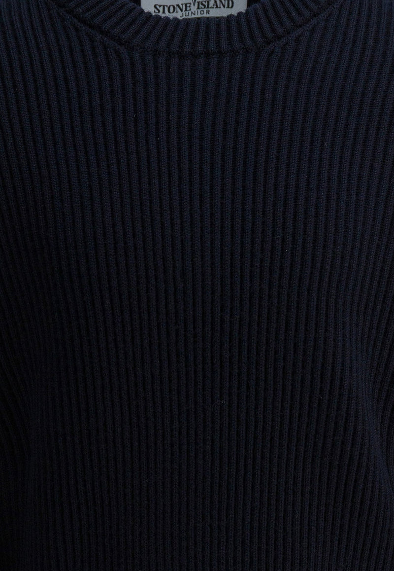 Stone Island Junior Boys Compass Patch Wool Sweater Blue 5100010S0C02V0020_08eacceb-d91e-4771-9dfd-260459a67bbe