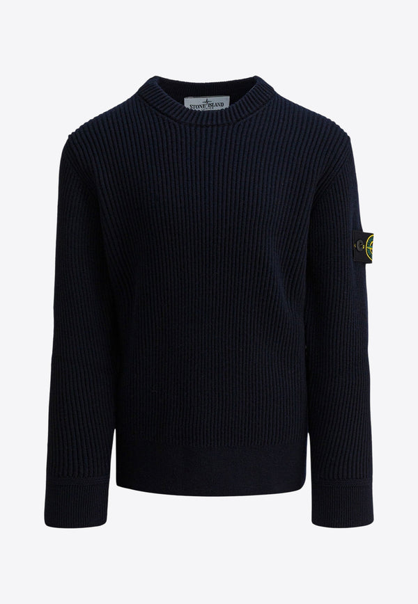 Stone Island Junior Boys Compass Patch Wool Sweater Blue 5100010S0C02V0020_08eacceb-d91e-4771-9dfd-260459a67bbe