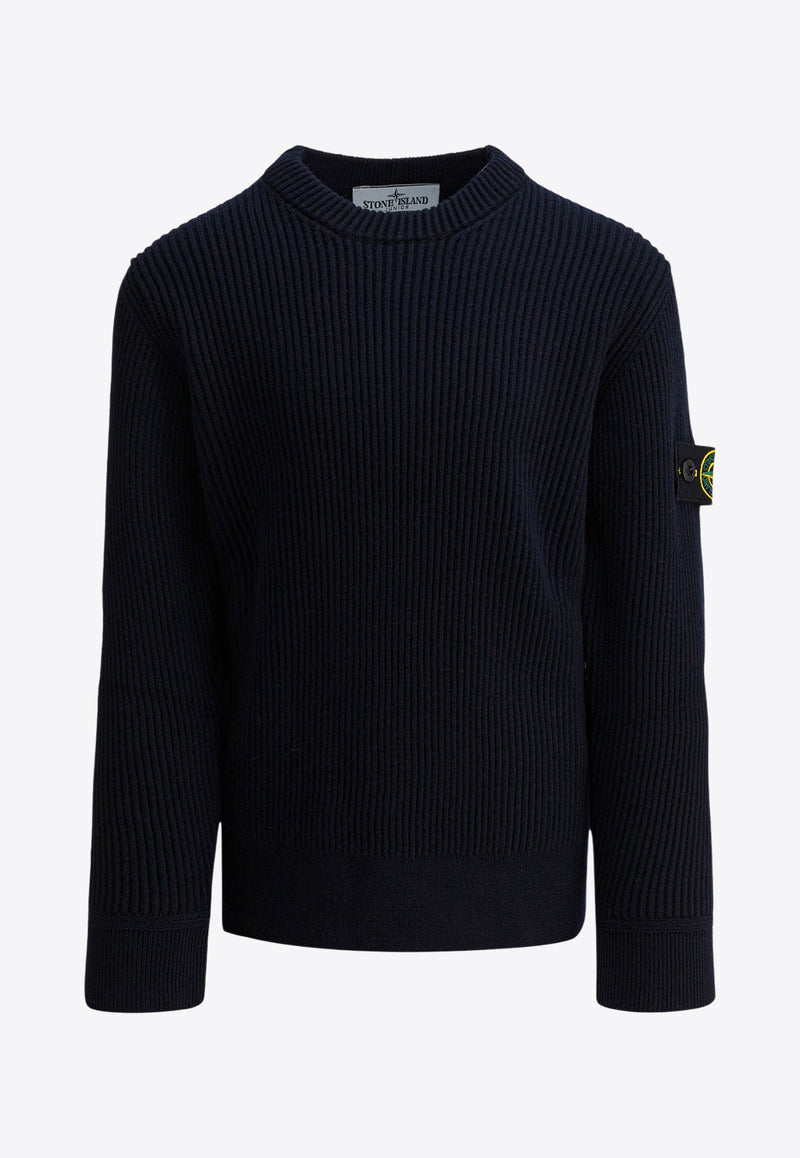 Stone Island Junior Boys Compass Patch Wool Sweater Blue 5100010S0C02V0020_08eacceb-d91e-4771-9dfd-260459a67bbe