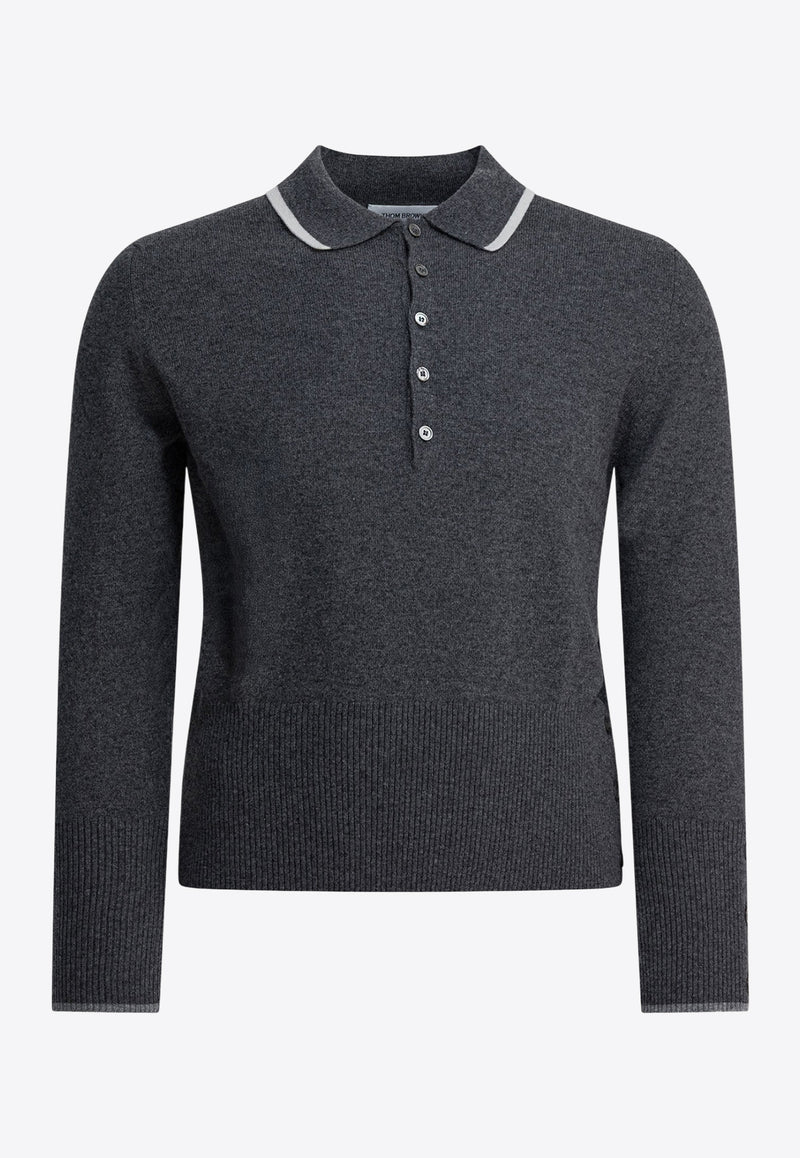Thom Browne Browne 65 Long-Sleeved Polo T-shirt Black MKP150AY2001035_306af716-3ea9-42fa-9013-e85685d80b63