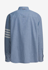 Thom Browne Logo-Patched Buttoned Shirt Blue