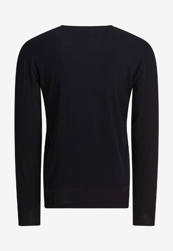 Tom Ford Henley Long-Sleeved Knit T-shirt Black JHL019JMC067LB999_248140c2-1f30-421b-9548-b47fc4375e1a