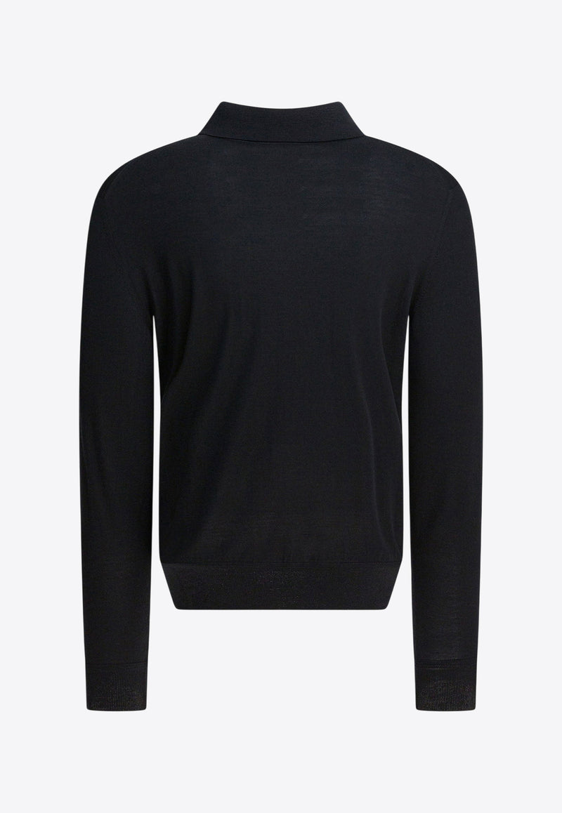 Tom Ford Long-Sleeved Wool Polo T-shirt Black KPL003YMW103LB999_4f7fab8b-9e25-4556-8874-5ed88b897c6d
