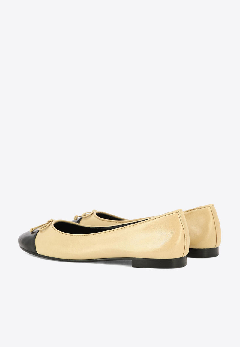 Tory Burch Cap-Toe Leather Ballet Flats Beige 154513200_8c15d9d4-1711-4637-a038-6b91e7705cd4
