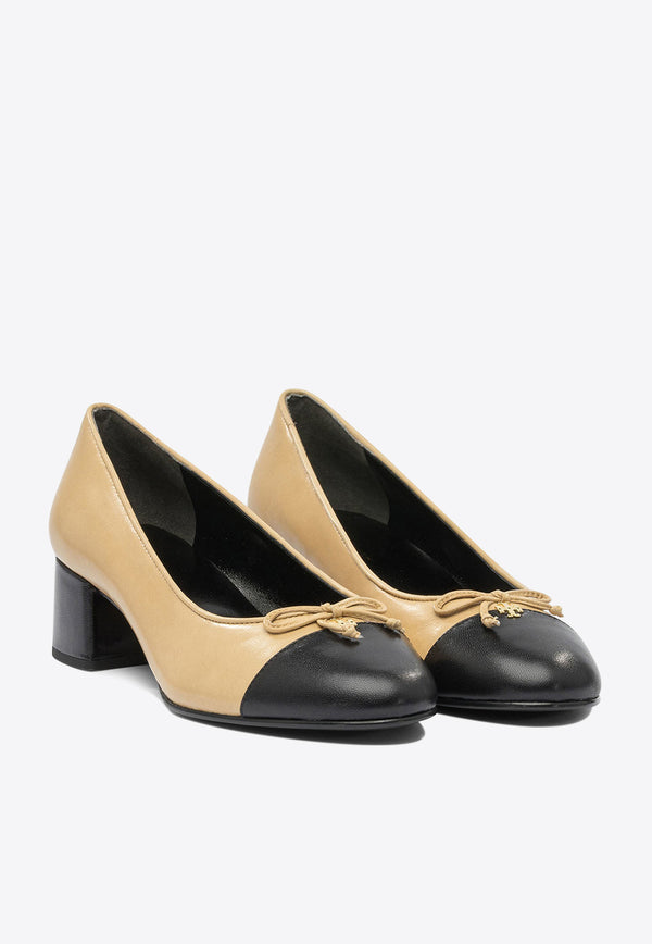 Tory Burch 45 Cap-Toe Leather Pumps Beige 156210250_82963