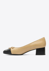 Tory Burch 45 Cap-Toe Leather Pumps Beige 156210250_82963