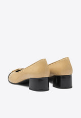 Tory Burch 45 Cap-Toe Leather Pumps Beige 156210250_82963