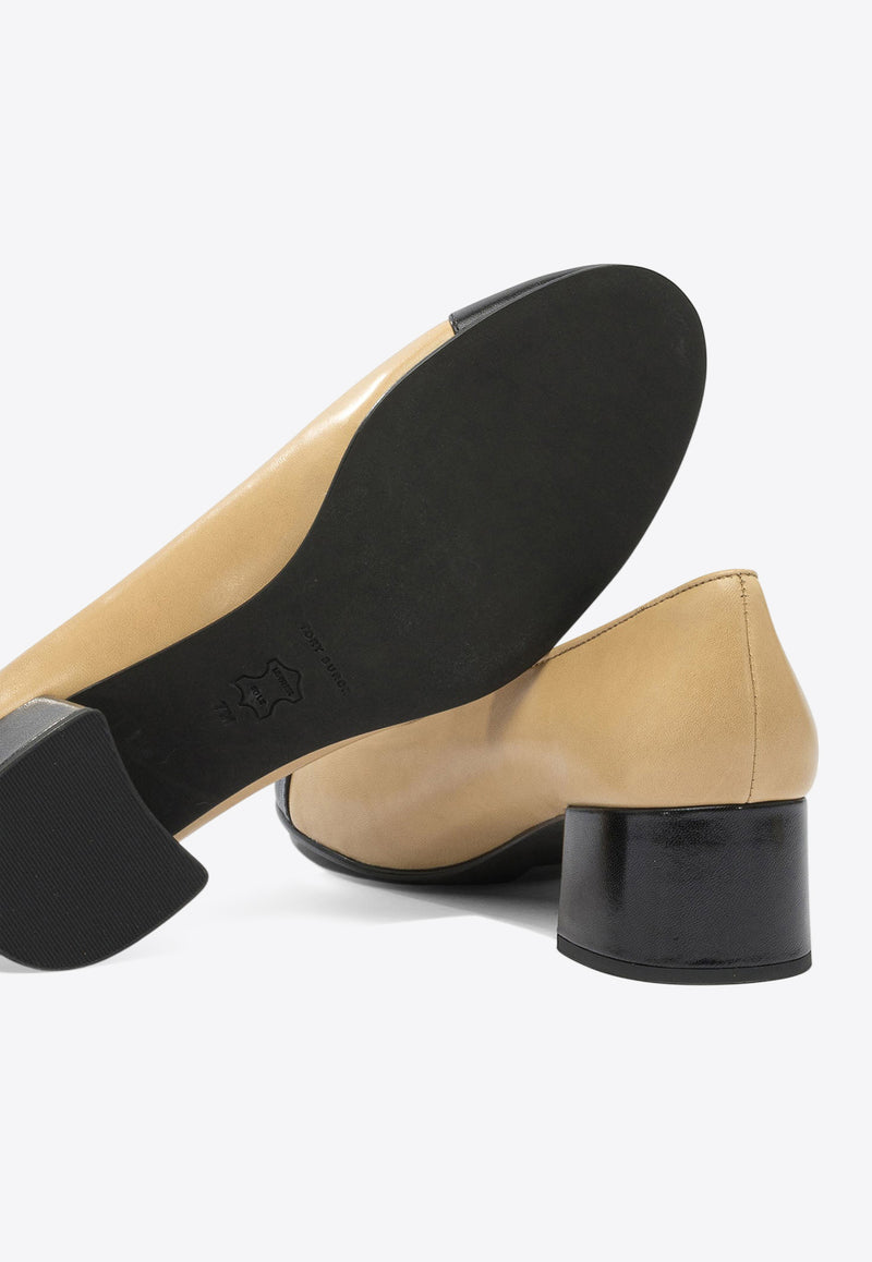 Tory Burch 45 Cap-Toe Leather Pumps Beige 156210250_82963