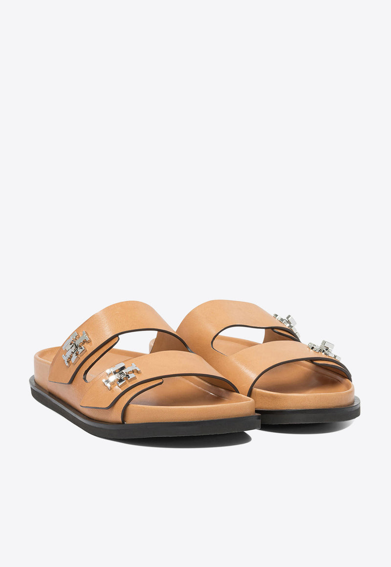 Tory Burch Turnlock Sport Leather Slides Beige 166905250_82157